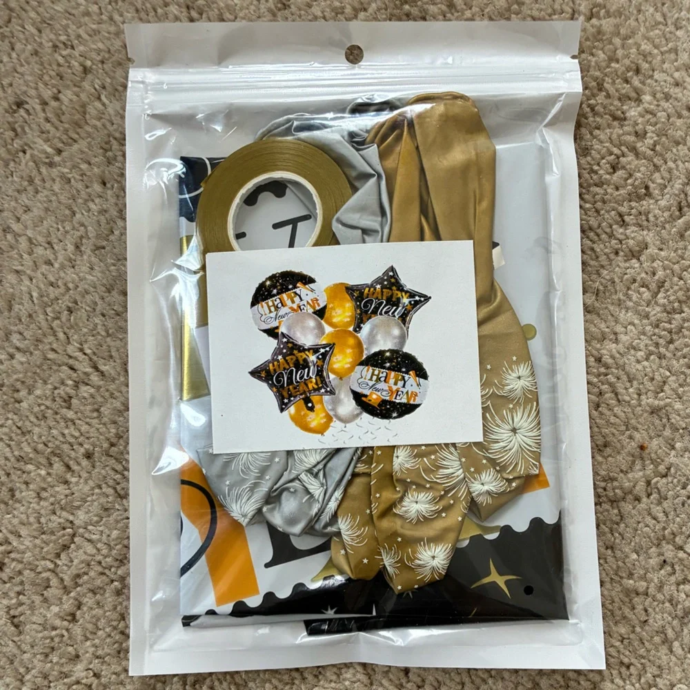 Glitzy Black & Gold New Year’s Eve Party Decor Kit - NIB